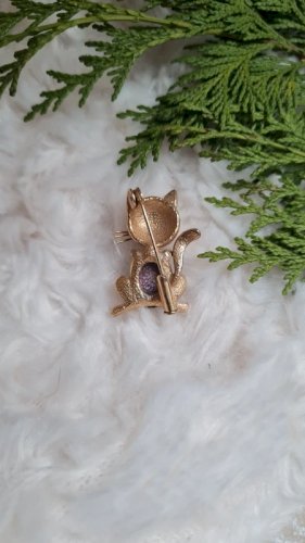 Broche ancienne chat émaillée