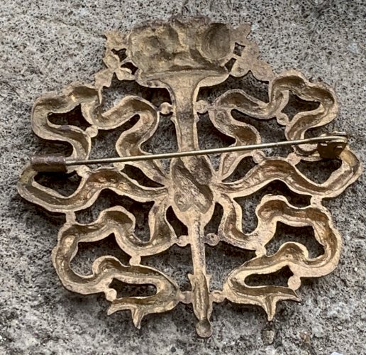 broche ancienne décor floral avec ruban période XIXe Nap III belle époque