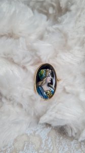 Antique enamel brooch from Limoges in 18k gold by Fauré Marty 1874-1956