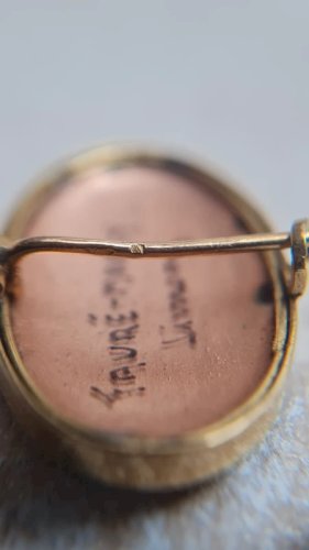 Broche ancienne émaux de limoges en or 18 k Fauré Marty 1874-1956