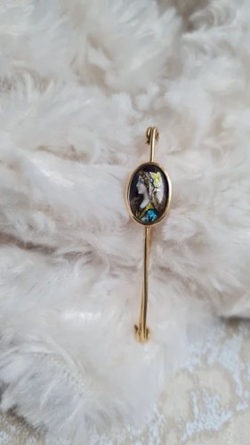 Broche ancienne émaux de limoges en or 18 k L. Clément 