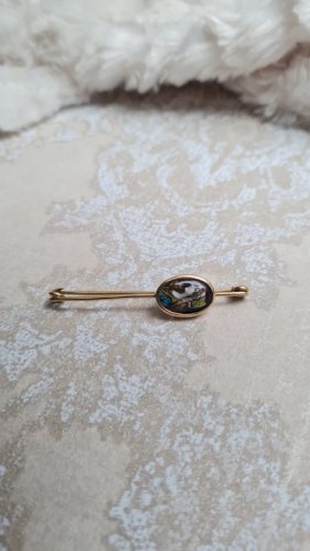 Broche ancienne émaux de limoges en or 18 k L. Clément 