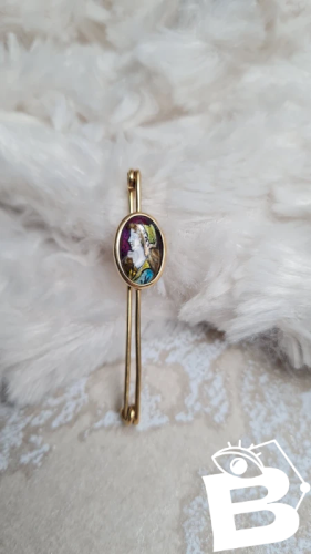 Broche ancienne émaux de limoges en or 18 k L. Clément 