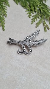 Antique silver and marcasite brooch - lucky charm - wheat ears