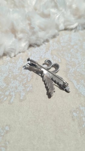 Broche ancienne en argent et marcassite - porte bonheur - épis de blé