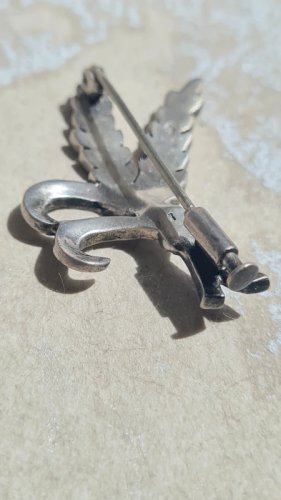 Broche ancienne en argent et marcassite - porte bonheur - épis de blé