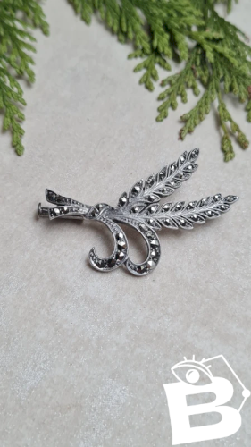 Broche ancienne en argent et marcassite - porte bonheur - épis de blé