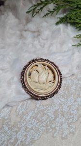 Vintage brass and bakelite brooch
