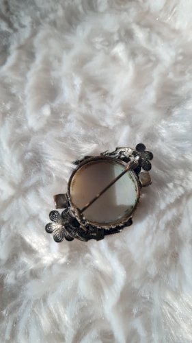 Broche ancienne en nacre et strass aurore Boréale années 60