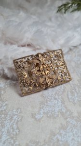 Antique filigree brooch - Golden scarf pin