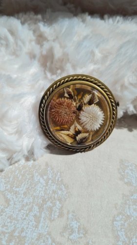 Broche ancienne fleurs en inclusion années 50 - oversize