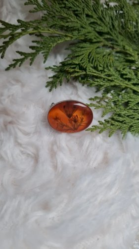 Broche ancienne fleurs en inclusion