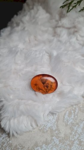 Broche ancienne fleurs en inclusion