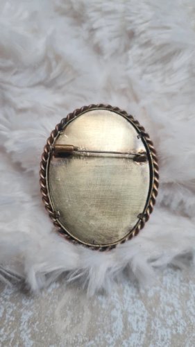 Broche ancienne image sous verre portrait Auguste Renoir