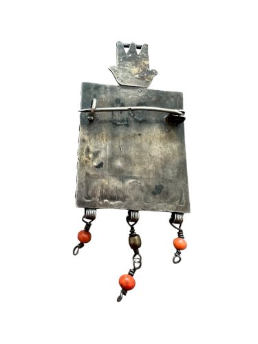 Broche Ancienne  Orientaliste Argent Poinçon Sanglier Corail Debut 20e Siecle