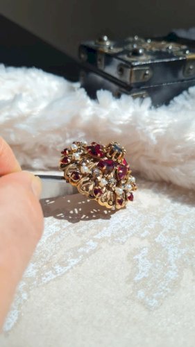 Broche ancienne ou pendentif oversize avec strass années 50