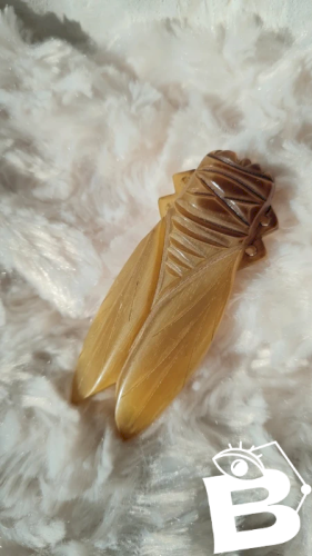 Broche ancienne oversize Cigale en corne années 40