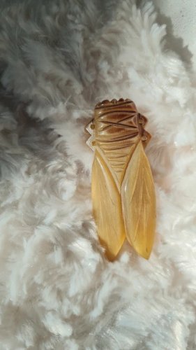 Broche ancienne oversize Cigale en corne années 40