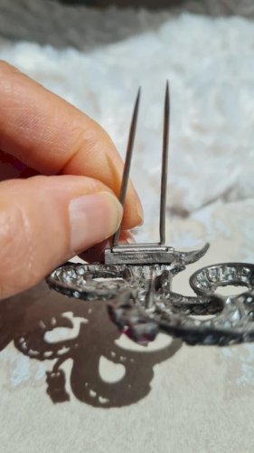 Broche ancienne oversize en argent années 20/40