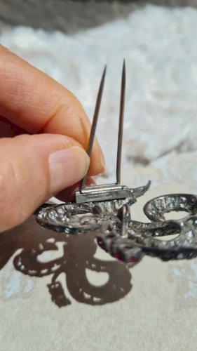 Broche ancienne oversize en argent années 20/40