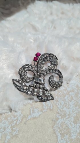 Broche ancienne oversize en argent années 20/40