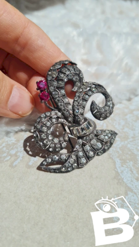 Broche ancienne oversize en argent années 20/40