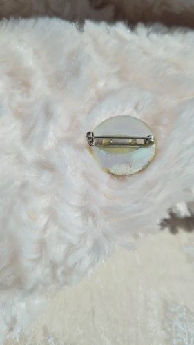 Broche ancienne peinture sur nacre signé YS