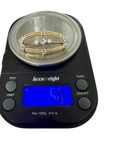 Broche Ancienne Perles - Diamants -Or 18 Carat - Vers 1910 Élégance Vintage