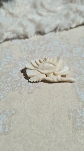 Broche ancienne rose blanche en matière noble