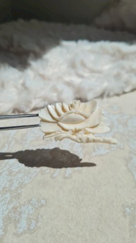 Broche ancienne rose blanche en matière noble