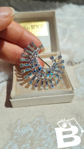 Broche Ancienne strass Boréales poinçon 128