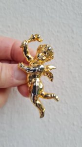 Broche Ange - chérubin - broche Marie Puisais- broche vintage doré