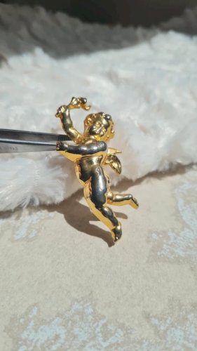 Broche Ange - chérubin - broche Marie Puisais- broche vintage doré