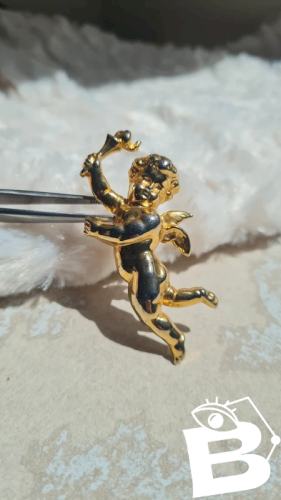 Broche Ange - chérubin - broche Marie Puisais- broche vintage doré