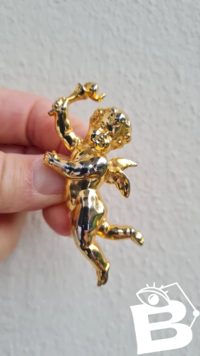 Broche Ange - chérubin - broche Marie Puisais- broche vintage doré