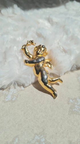 Broche Ange - chérubin - broche Marie Puisais- broche vintage doré