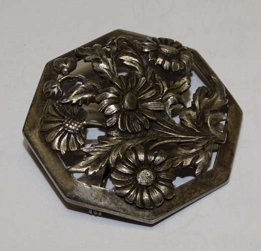 - BROCHE ARGENT FLEURS MARGUERITES Poinçon Crabe et FLAM Made in France BIJOU  D