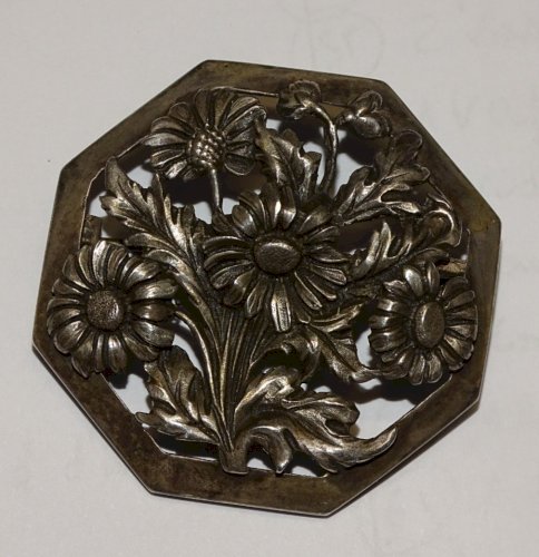 - BROCHE ARGENT FLEURS MARGUERITES Poinçon Crabe et FLAM Made in France BIJOU  D