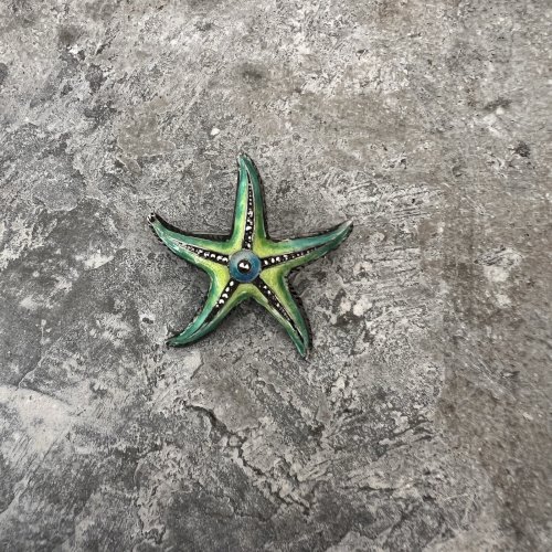 Broche argent marcassites émaillée Étoile de mer Vintage Ancien Vers 1930/1950