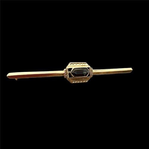 Broche Art Déco 1925 Or Bicolore Jaune Et Blanc 18 Carats Pierre Bleue Vintage