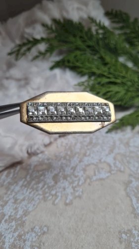 Broche art déco ancienne avec strass - années 20-30
