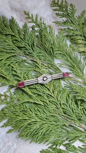 Broche art déco ancienne avec strass - années  20/ 30