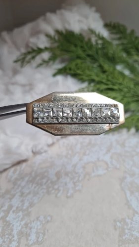 Broche art déco ancienne avec strass - années 20-30