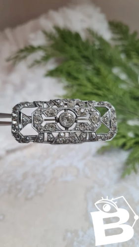 Broche art déco ancienne avec strass - années 20/30