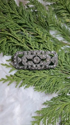 Broche art déco ancienne avec strass - années 20/30