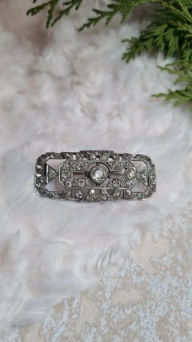 Broche art déco ancienne avec strass - années 20/30