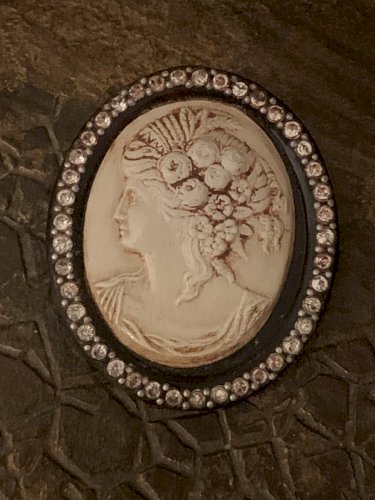 Broche art déco en celluloïd camée portrait féminin style victorien