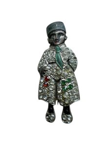 Broche Art Deco Vers 1925 Figurative Jazz Age Unisexe Vintage Ancien Strass Char