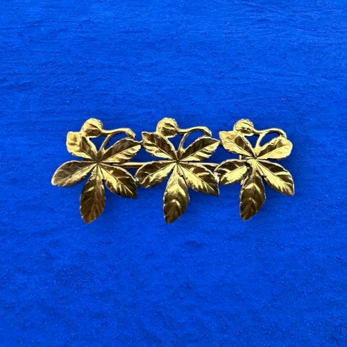 Broche Art nouveau 1900 feuille de marronnier-Oria-plaqué or-ancien - Unisexe