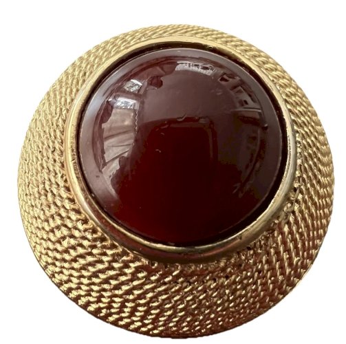 Broche Couture Vintage Cabochon Verre  Doré French Fashion 1960 Large Brooch